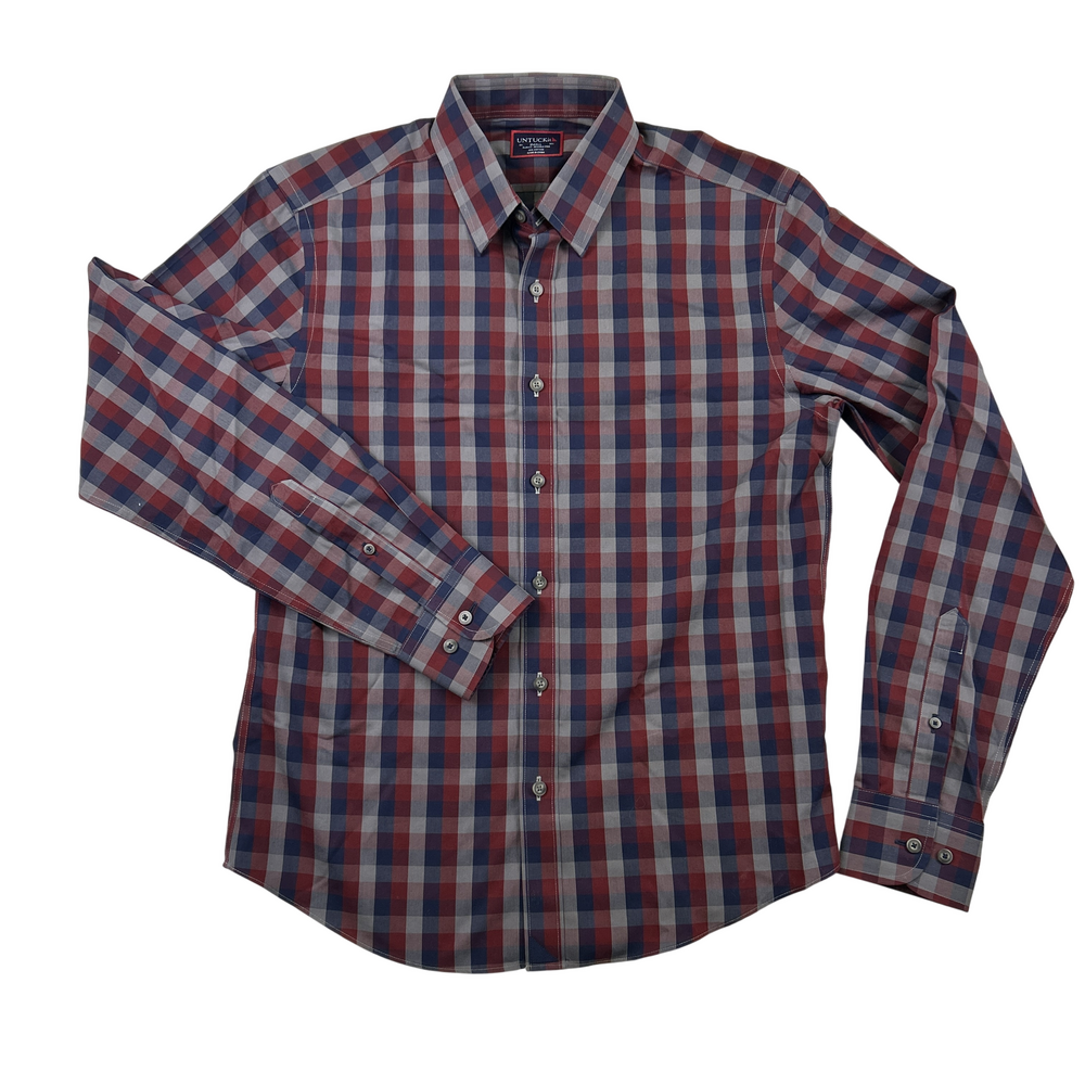 UNTUCKit Shirt Mens Small Slim Fit Wrinkle Free Plaid Long Sleeve Button-Up